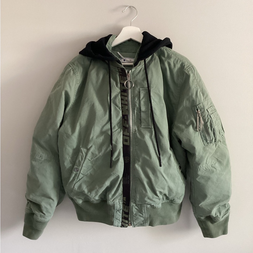 Off-White Arrow Bomber Hooded Jacket, Size S